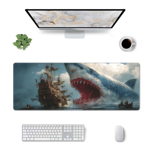 Fish Mouse Pad Extended Large Gaming Mouse Pad XL Stitched Edges for Gamer Home Office 31.5 X 11.8 Inch - color: Fish