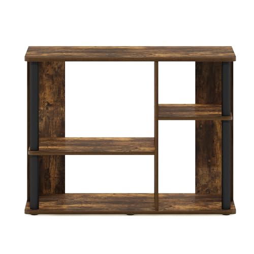 Furinno Classic Stand with Plastic Poles for TV up to 40-Inch, Amber Pine/Black - color: Amber Pine/Black