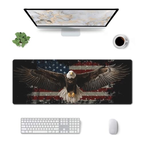 American Flag Bird Mouse Pad Extended Large Gaming Mouse Pad XL Stitched Edges for Gamer Home Office 31.5 X 11.8 Inch - color: American Flag