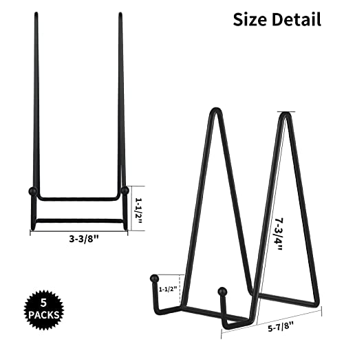 IBosins 5 Pack 8 Inch Plate Holder Display Stands, Large Metal Black Frame Stand for Picture, Book, Photo Easel, Creation, Collectibles - color: Black, size: 8 Inch