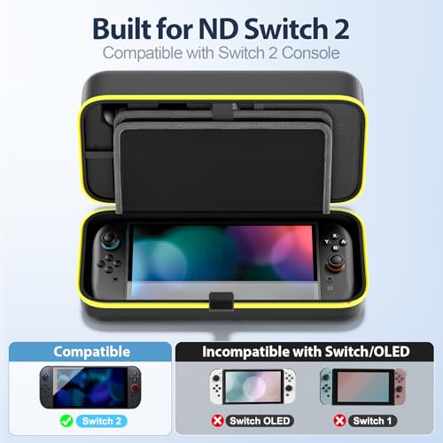 OIVO Carrying Case Compatible with 2025 Nintendo Switch, Portable Switch 2 Travel Carry Case Fit for Joy-Con 2 & Adapter, Hard Shell Protective Pouch Bag with 24 Game Slots, Yellow - color: Yellow, size: 2025 inches