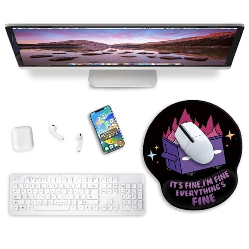 Blusabaca Funny Cute Mouse Pad with Wrist Rest, Dumpster on Fire Ergonomic Mouse Pads Wrist Support for Desk, Mousepad for Wireless Mouse Gaming Laptop Work Home Desk Accessories Office Supplies Decor - color: Dumpster on Fire PL