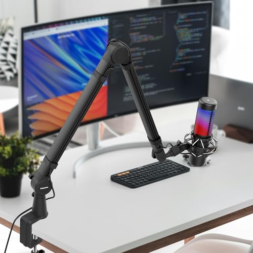 Microphone Arm, 360°Rotatable Broadcasting Boom Arm,Premium Microphone Boom Arm with Cable Management, Mic Boom Arm for Podcasts, Streaming, Gaming, Home Office, Recording - color: Dark Black