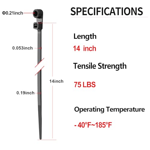 200 PCS 14 inch Black Zip Ties with Screw Hole 70lbs Mountable head Cable Ties Straps Multipurpose Heavy Duty Nylon Cable Zip Ties with Screw Mounting Hole - color: Black, size: 14 Inch (200PCS)