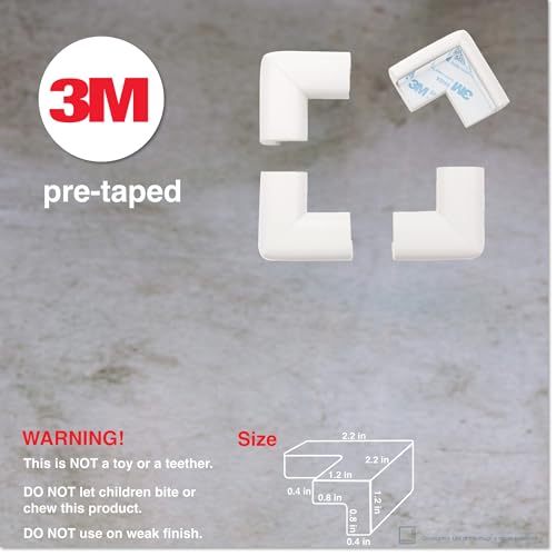 Roving Cove HeftyFit Corner Protector for Baby (4 Large Corners), Heavy-Duty Soft Rubber Foam Furniture Corner Bumper Guards, 3M Adhesive Pre-Taped, Oyster White (Off White) - color: Oyster White, size: Large 4 Count (Pack of 1)