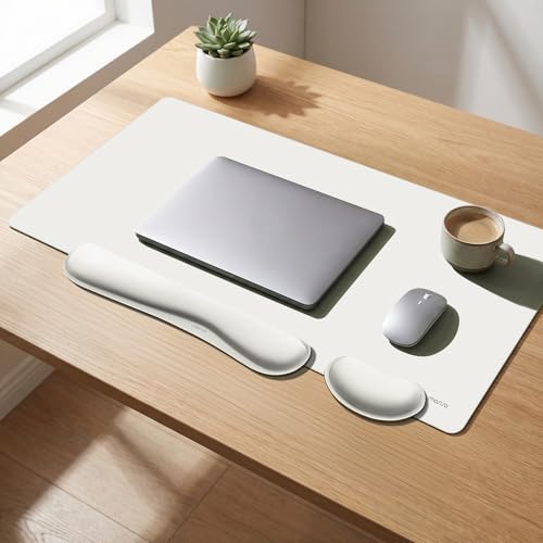 MOSISO Keyboard Mouse Pad Set, Gaming Mouse Pad&Keyboard Wrist Rest&Wrist Rest, Ergonomic Wristrests with Memory Foam Home Office Easy Typing Cushion Non-Slip Mousepad, Cloud Dancer White - color: Cloud Dancer White
