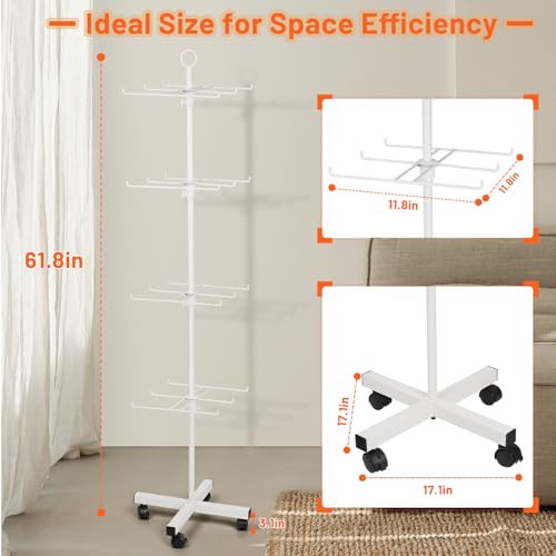 Flenpptly Retail Display Stand Rotating Display Stand 4 Tier Spinning Display Stand for Craft Shows, Jewelry, Keychain, Earring Adjustable Height Retail Display Racks (White) - color: 4-Tier White