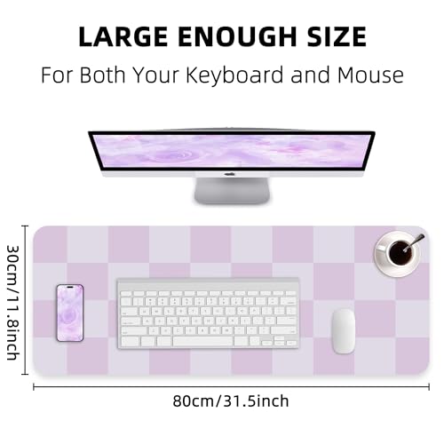 AFIING Purple Desk Mat 31.5" x 12", Leather Desk Pad | Waterproof PU Leather, Non-Slip Rubber Base, Stylish Desk Decor, Office & Home - color: Purple