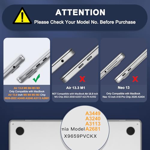 MOSISO Compatible with MacBook Air 13 inch Case M5 2026 M4 2025 M3 M2 2024-2022 A3449 A3240 A3113 A2681, Hard Shell&Keyboard Cover&Screen Film&Type C for MacBook Air 13.6 inch Case, Burgundy - color: Burgundy