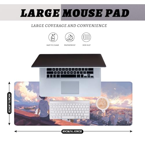Anime Sunset Gaming Mouse Pad Golden Sky Dream XL Mouse Pad Large Mousepad Extended Laptop Keyboard Mat Gaming Desk Pad Mouse Mat Office Computer Keyboard Laptop 31.5"x11.8" - color: Anime Sunset, size: 31.5L x 11.8W inches