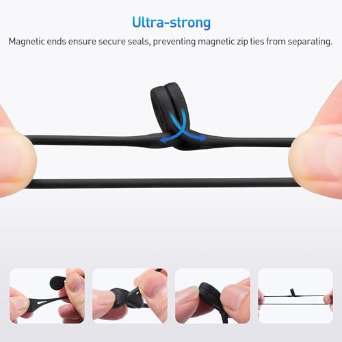 Cable Matters 10-Pack Ultra Strong Silicone Magnetic Cable Ties, Magnetic Cord Ties/ZipTies/Cord Organizer, Black and White - style: 10-Pack