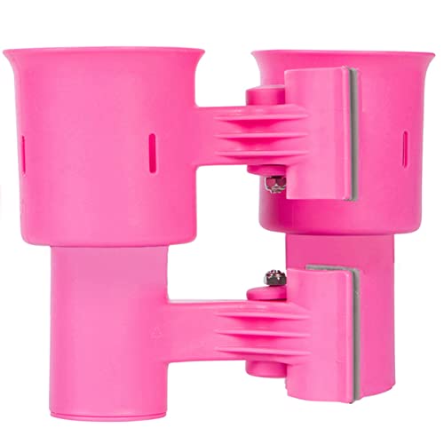 ROBOCUP, (Hot Pink EZ-Spring), Patented Clamp On Boat Cup Holder |Multifunction Dual Drink Caddy for Fishing Poles, Tools, Net |Portable Storage for Boating, Beach, Umbrellas, Golf Carts, Strollers - color: Hot Pink, size: EZ-Spring