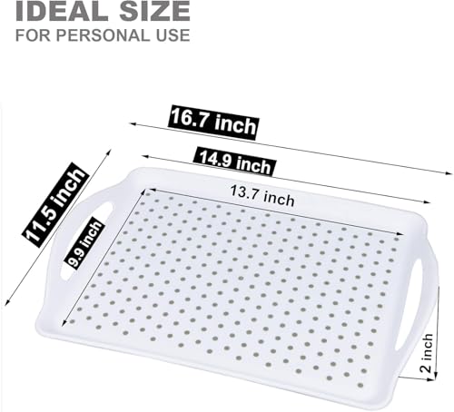 ECOIOU Non Slip Food Serving Tray with Handles, 2-Pack Rectangle Anti-Slip Non-Toxic Dishwasher Safe Tray for Snack Fruit Dessert Breakfast Drink,Black&White - color: Black&white