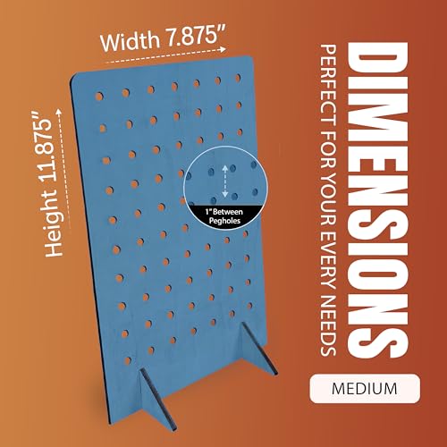 Torched Pegboard Display Stand for Jewelry, Craft Shows, Selling, Vendor Events, Tools, Peg Board Accessories Rack Organizer, Medium 8" L x 4.3" W x 12" H, Blue - color: Blue, size: Medium