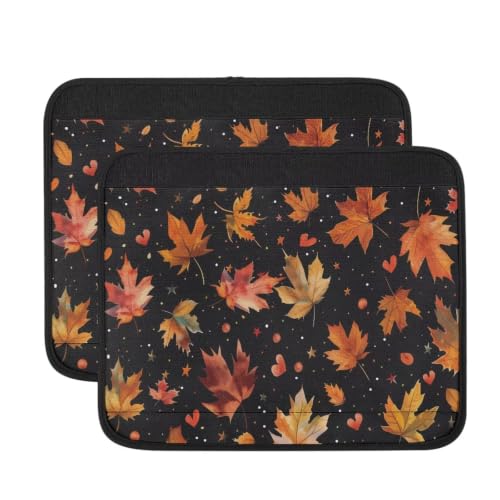 Fall Leaves Wheelchair Arm Covers Wheelchair Accessories with Widened Self Adhesive Strips Multi-Purpose Available Chair Arm Rest Pads 13 inch,Holiday Decoation Gift - color: Fall Leaves
