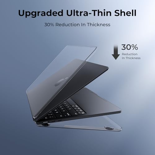EooCoo Compatible with MacBook Air 13 inch Case M5 2026-2022 M4 M3 M2 Model A3449 A3240 A3113 A2681, Mac Air 13.6 inch Hard Shell & Keyboard Cover & Screen Film & Type-C, Crystal Black - color: Crystal Black