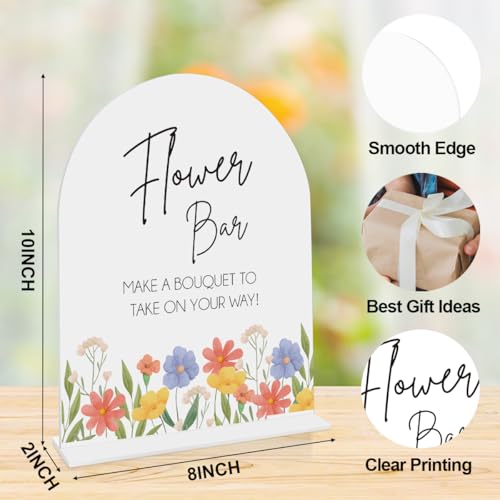 Flower Bar Sign, Wedding Engagement Bridal Shower Bouquet Flowers Decor for Desk Table Acrylic Decor 8x10 Inch - color: flower bar 8x10