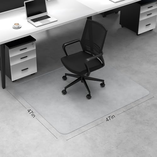 Blvornl Office Chair Mat for Hard Wood Floor, Sturdy Plastic Protector Floor Mat for Office Chairs, Rectangle Transparent PVC Computer Hard Floor Chair Mat for Desk, Office, Home (Clear, 47 X 47in) - size: 47 X 47in