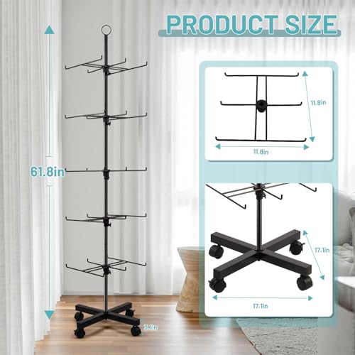 Flenpptly Retail Display Stand Rotating Display Rack 5 Tier Spinning Display Stand for Craft Shows, Jewelry, Keychain, Earring Adjustable Height Retail Display Racks (5-Tier Black) - color: 5-Tier Black