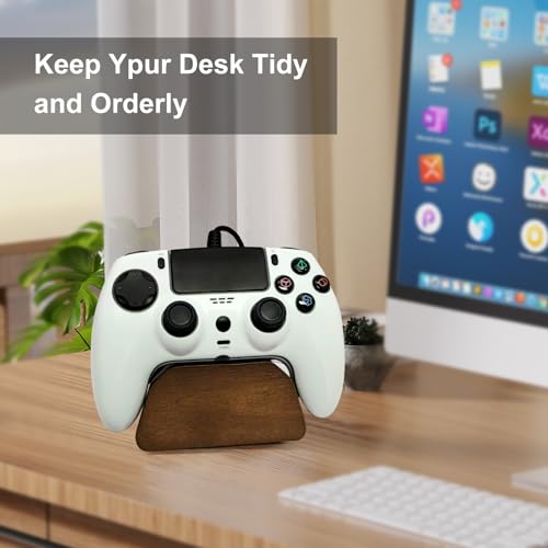 Solid wood gamepad stand, game equipment, controller stand, suitable for Xbox, PS4, PS5, is a good helper for organizing gamepads on the desk, and also the best gift for your son, husband, boyfriend - color: Black