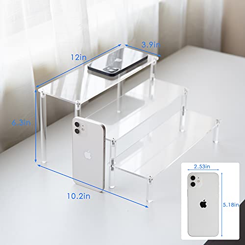 BYCY Clear Acrylic Display Stand Display Shelf, 3 Tier Desserts Holder,3 Tier Cupcake Display Risers Steps for Organizer and Decoration (1 Pack - 12" x 10.2" x 6.3") - color: Clear