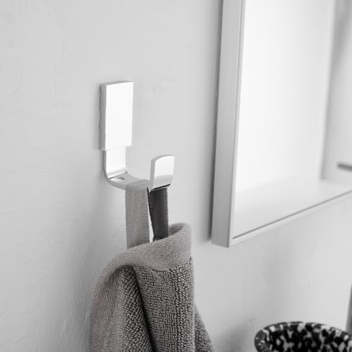 BESy Brass Clothes Hook Single Towel Hook for Bathroom Kitchen Garage Square Style Robe Hooks Coat and Hat Hook, Wall Mounted with Screws, Polished Chrome - color: Polished Chrome, size: 1 Pack