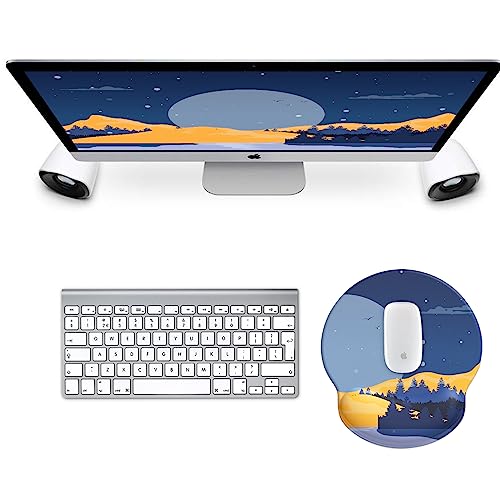 eulps Mouse Pad with Wrist Rest, Comfortable Computer Mousepad with Gel Wrist Support Smooth Surface and Non-Slip PU Base for Pain Relief, Laptop, Office & Home (Moon Night) - color: Moon Night