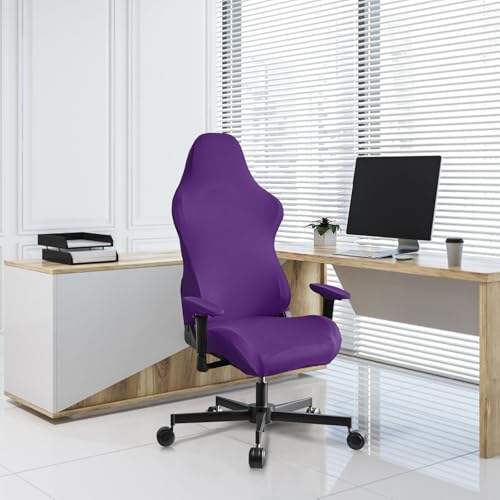 Stretch Gaming Chair Cover, Soft and Comfortable, Dust Protection, Modern Design, for Office Computer Racing Seat(Purple) - color: Purple