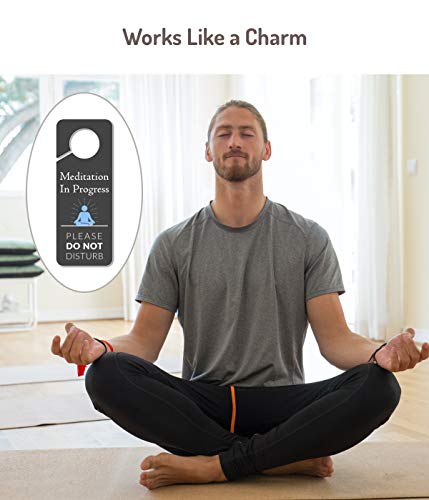 2 Pack Meditation Door Hanger, 9.3"x3.5" PVC Plastic, Do Not Disturb Sign for Room - color: Version E
