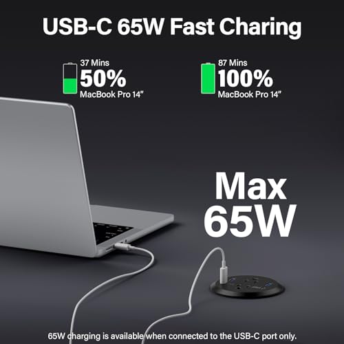 3 inch Desktop Power Grommet USB C,65W Fast Charging Station,Furniture Recessed Power Strip,2 Outlets,4 USB Ports,Flush-Mount for Desktop, Workspace Essential Desk Outlet,2 Pack (Black) - color: Black, size: 2 PCS-65W USB Port