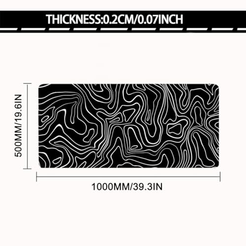 Large Mouse Pad for Desk - Gaming Mouse Pad with Stitched Edges, Anti-Slip Base, Desk Mat Desk Pad for Keyboard and Mouse | Large size, waterproof, easy to clean, for keyboard and mouse, for desk and office - color: Topographic Line, size: 39.3L x 19.6W i