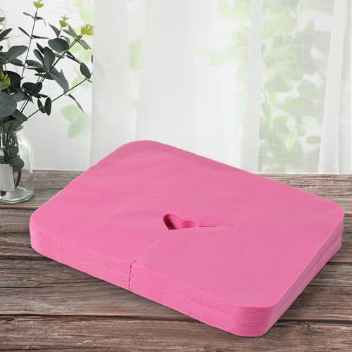 200 Pieces Disposable Face Cradle Covers Massage Headrest Covers for Massage Tables and Massage Chairs Beauty Spa Salon Bed, 11.8 x 15.7 Inches (Pink) - color: Pink