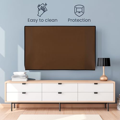 kwmobile Indoor 55" TV Cover – Television Dust Cover Screen Protector – TV Screen Dust Protection – Synthetic Fabric Dark Brown - color: dark brown, size: 55" TV