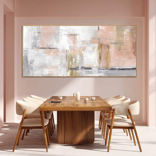 SOUGUAN Contemporary Home Wall Decor Pink and White Canvas Painting Abstract Wall Art 32"x70" Decorations for Bedroom Kitchen Artwork - color: Pink, size: 70"L x 32"W