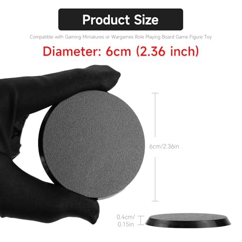 32Pcs 60mm/2.36inch Plastic Model Miniature Bases,4mm/0.16 Thick Circular War Figure Display Stands For Gaming Miniatures or Wargames Role Playing Board Game Figure Toy(32PCS-60mm-Black Round) - color: 32PCS-60mm-Black Round