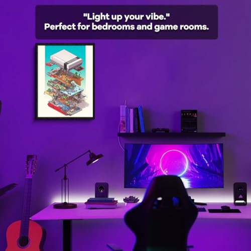 Retro Game Console Wall Art, isometric cutaway levels, gamer wall decor, matte finish framed canvas print, gaming room poster artwork, for teen bedroom gamer gift, 12x15 inch - color: Stacked Gaming World