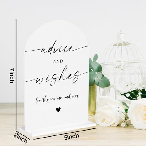 Advice and Wishes Wedding Sign Wedding Advice and Wishes for The Mr and Mrs Engagement Bridal Shower Decor for Ceremony Party Reception Table Decor 5 x7 Inch - color: Advice and Wishes Wedding