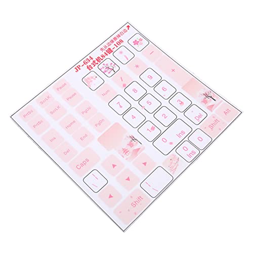 Computer Keyboard Skin - Desktop Mechanical Keyboard Stickers for 84-108 Keys - Beautiful White Cherry Blossoms Keycap Button Skin
