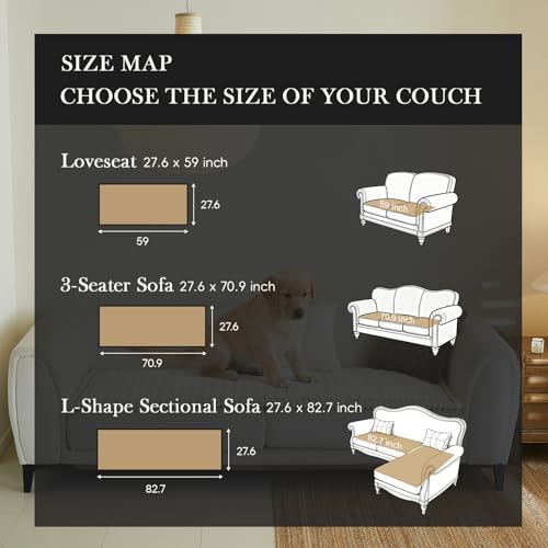 Circular Grid Couch Cover for Dogs Washable - Non Slip Thick Soft Pet Sofa Protector for 3 Cushion Couch Large Silicone Particles Furniture Mat for Cats Sectional Slipcovers - color: Cg-white, size: 27.6" x 70.9"