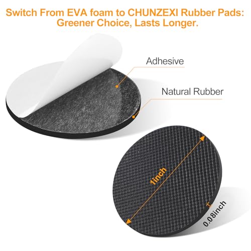 CHUNZEXI Non Slip Rubber Furniture Pads & Grippers, Self Adhesive Round Floor Protectors for Chair & Table Legs and Feet, 1 Inch, 24 Pack, Round - size: 1 inch 24 Round