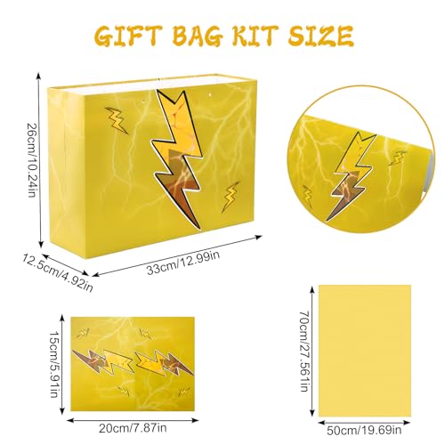 Mprocen Cartoon Animation Party Gift Bags Yellow Lightning Themed Goodie Bags with Greeting Cards Birthday Supplies Baby Shower Decorations Candy Bags - color: Themed 4