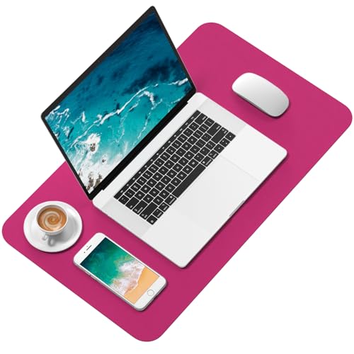 Hsurbtra Desk Pad, 23.6" x 13.8" PU Leather Desk Mat, M Extended Mouse Pad, Waterproof Desktop Blotter Protector, Non-Slip Ultra Thin Small Laptop Keyboard Writing Mat for Office Home, Bright Rose - color: Bright Rose, size: 23.6" x 13.8"