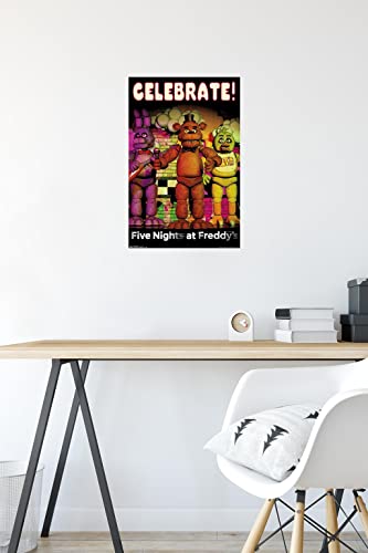 Trends International Five Nights at Freddy's - Celebrate Wall Poster, 14.725" x 22.375", Premium Poster & Mount Bundle - color: Premium Poster & Mount Bundle, size: 22.4"L x 14.7"W