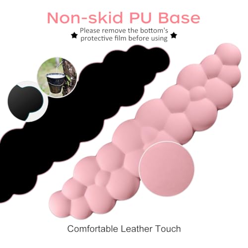 JIKIOU Upgrade Leather Cloud Keyboard Wrist Rest, Cloud Wrist Rest with Non-Slip PU Base, Comfortable Memory Foam Wrist Rest for Computer Laptop Mac Gaming Office and Pain Relief Wish Christmas Gift - color: 05pink