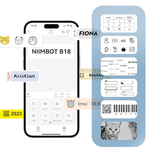 NIIMBOT Thermal Transfer Labels 0.55''x1.18'', for B18/N1 Label Maker, PET Material, Waterproof and High-Temperature Resistance, Long Storage Time, Black(14x30mm-190) - color: 0.55''×1.18''-black