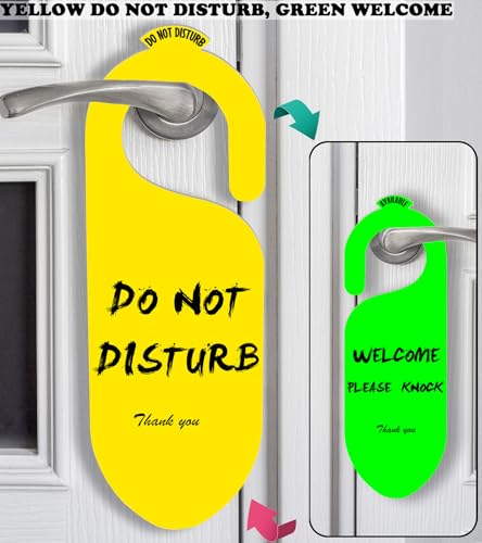Do Not Disturb Door Hanger Sign 2Pack Office Door Signs Double-sided Do Not Disturb & Welcome Please Knock for Business Office Home Therapists Clinic Dorm Online Class and Meeting Sessions. - color: Yellow