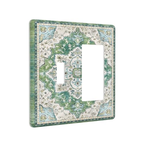 Sage Green Boho Vintage Floral Outlet Covers 1 Toggle 1 Rocker Combination Decorative Wall Plate Electrical Switch Plates Light Switch Cover Plate for Bedroom Living Room Decor - color: Sage Green Boho Vintage Floral, size: 1 Toggle 1 Rcoker Combo / 4.5 X