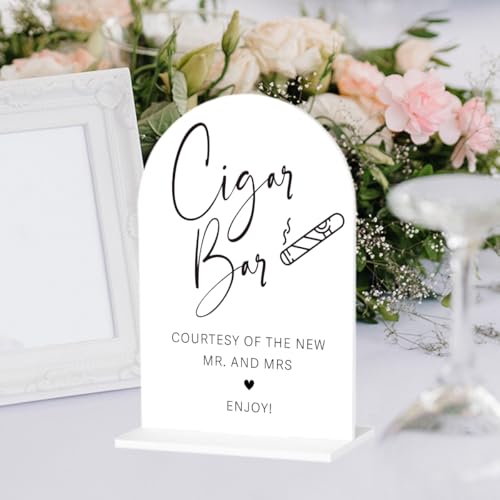 Cigar Bar Sign Wedding Engagement Party Table Desk Acrylic Decor - color: Cigar Bar