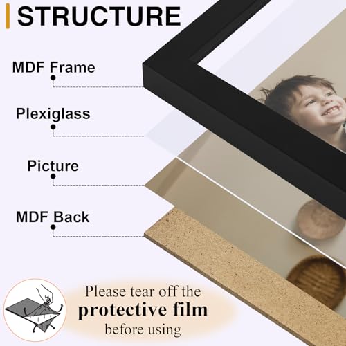 decorUhome Black Triple 3.5x5 Picture Frame Vertical, MDBK08 | "Z" Shape Folding Design Engineered Wood Trifold Photo Frame with Plexiglass for Tabletop Display - color: Black, size: 3.5x5