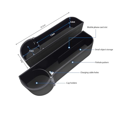 BAILISI Car seat gap filler organizer,multifunctional car seat organizer,Adjustable Cup Holder car console side storage box Holders phone, sunglasses,car accessories (Black style 3) - color: Black style 3